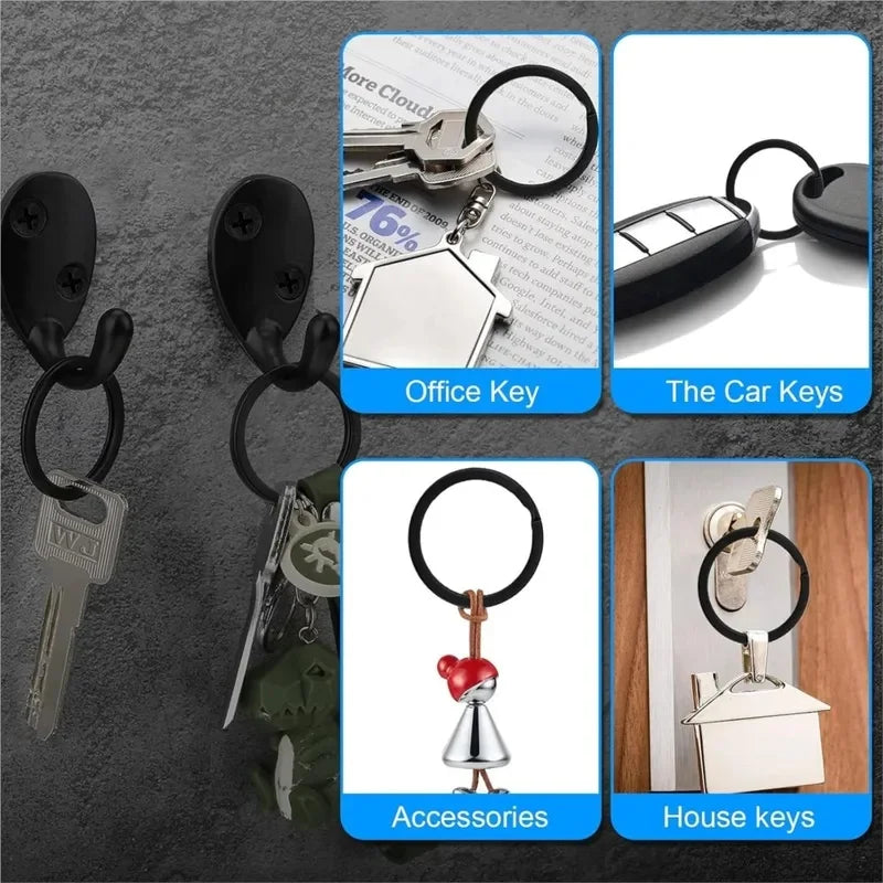 20Pcs Metal Black Flat Split Key Rings, DIY Keychain Rings for Home,