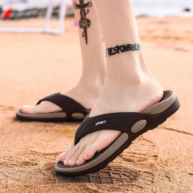Massage Flip Flops for Men Summer Breathable Beach Shoes Sandals Men
