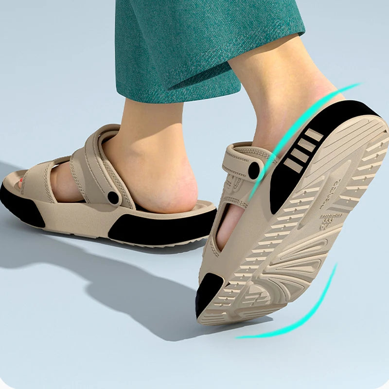 SHAJI Men Slippers Summer EVA Soft-soled Platform Slides Sandals