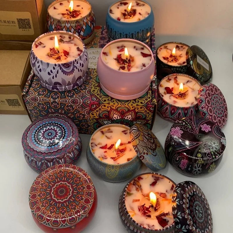 Vintage Scented Candles Soy Wax Candle Jars Flower Fragrance