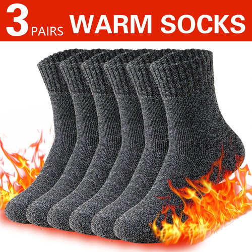 3 Pairs Winter Thick Towel Men's Socks Man's Outdoor Sports Long Socks