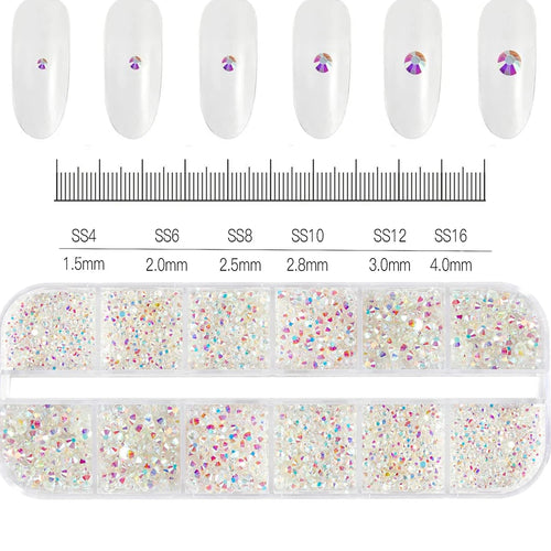 12Grids Mixed Mini Christmas Gems Nail Charms 2mm Luxury Crystal Nail