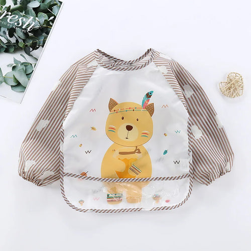 Waterproof Full Sleeve Baby Bibs Children Apron Long Sleeve Feeding