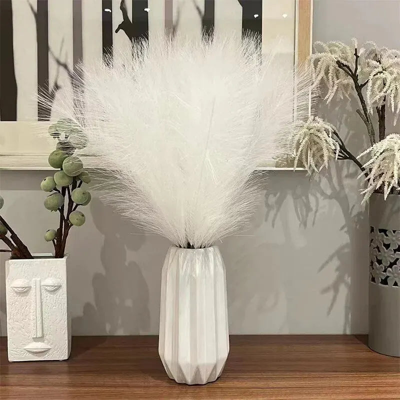 10 Pcs Artificial Pampas Grass Branches Fake Fluffy Stems