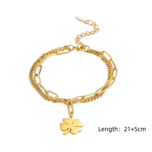 Skyrim Foot Chain of Women Men Silver Color Four-leaf Clover Stainless