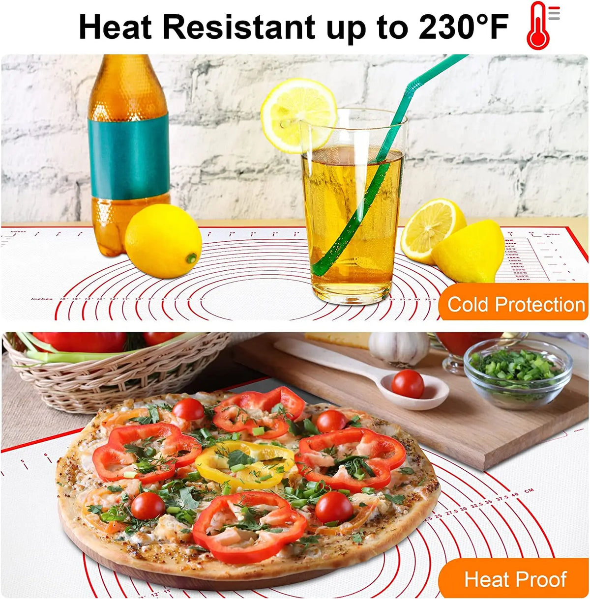 UNTIOR Kneading Dough Mat Silicone Baking Mat Pizza Cake Dough