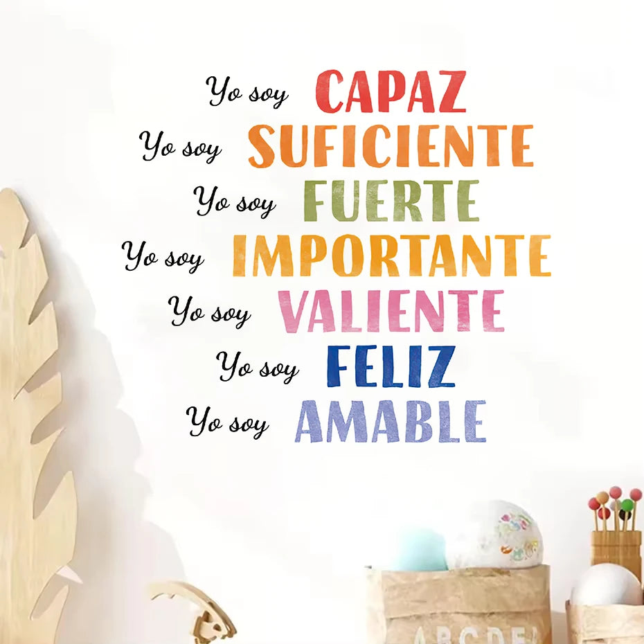 Spanish Yo Soy Rainbow Stars Sun Watercolor Wall Sticker Nursery Child