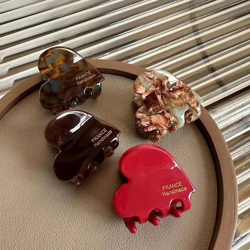 3.5cm Small Hair Claw Acetate Hair Crabs Cute Heart Shaped Hairclips