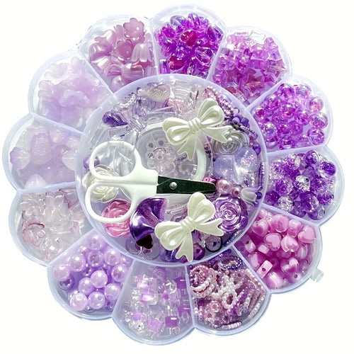 13 Grid 6-26mm Purple Plum Blossom Set Box, Handmade DIY Jewelry