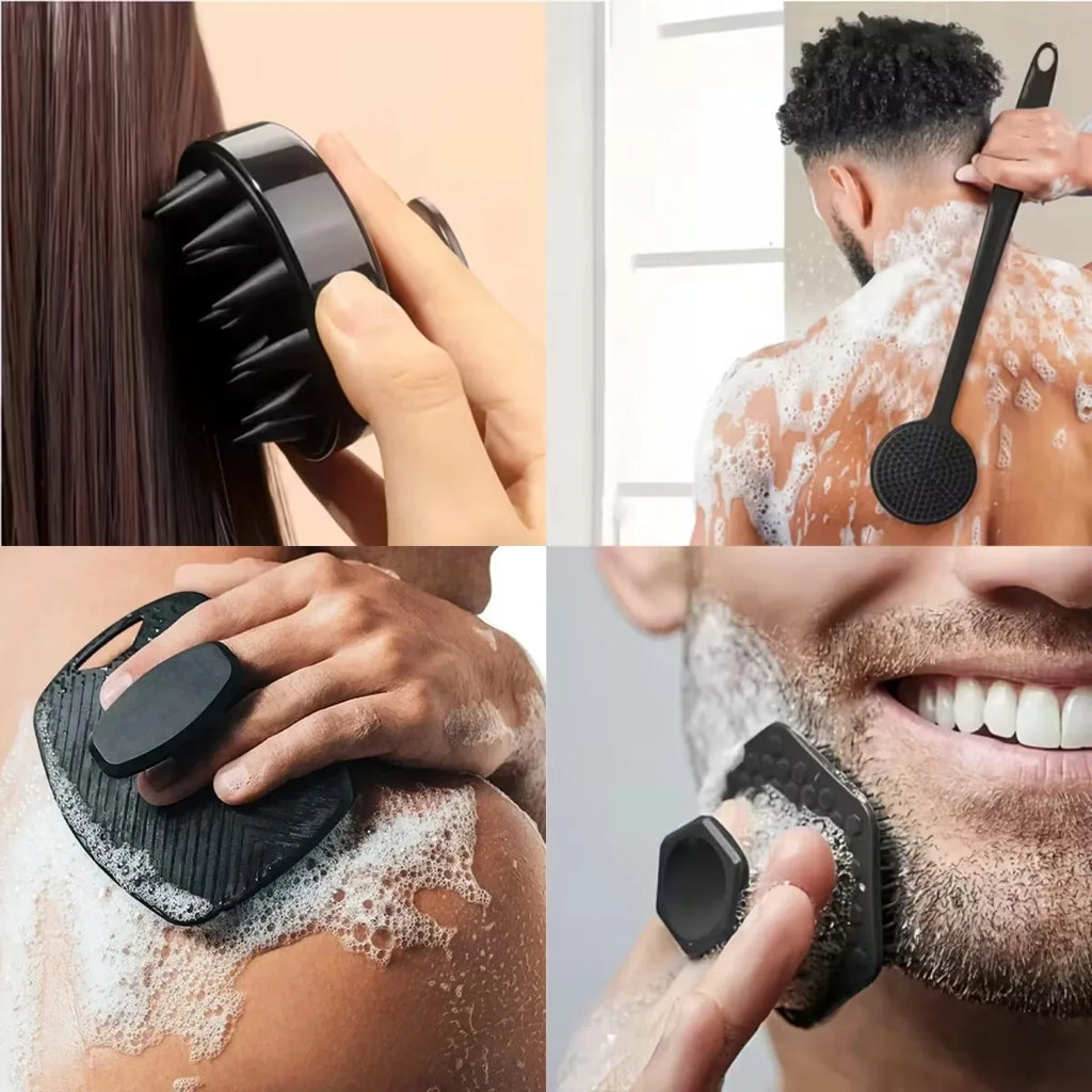 4PCS Set Silicone Body Scrubber Soft Exfoliating Brush for Face Gentle
