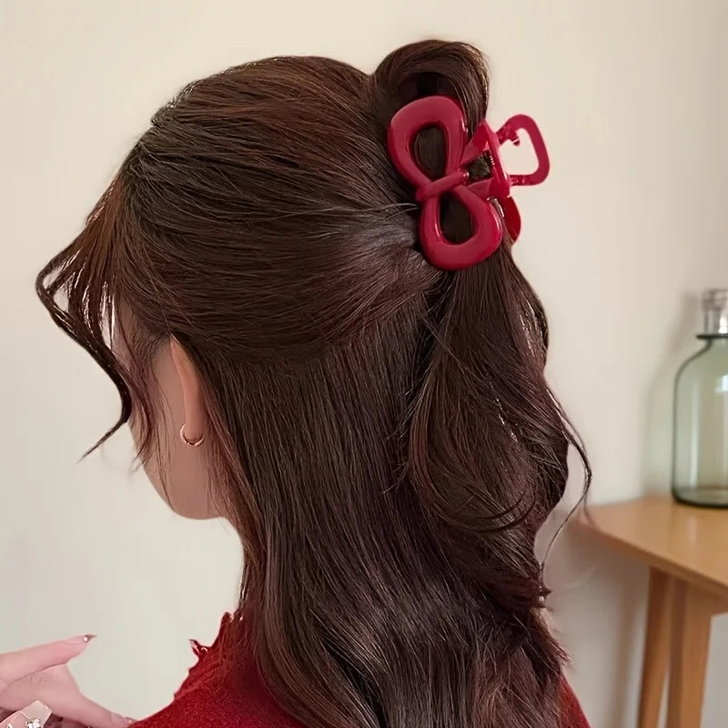 Spotted Blue Hair Clips and Red Bow Hair Clips - Fashionable Women's