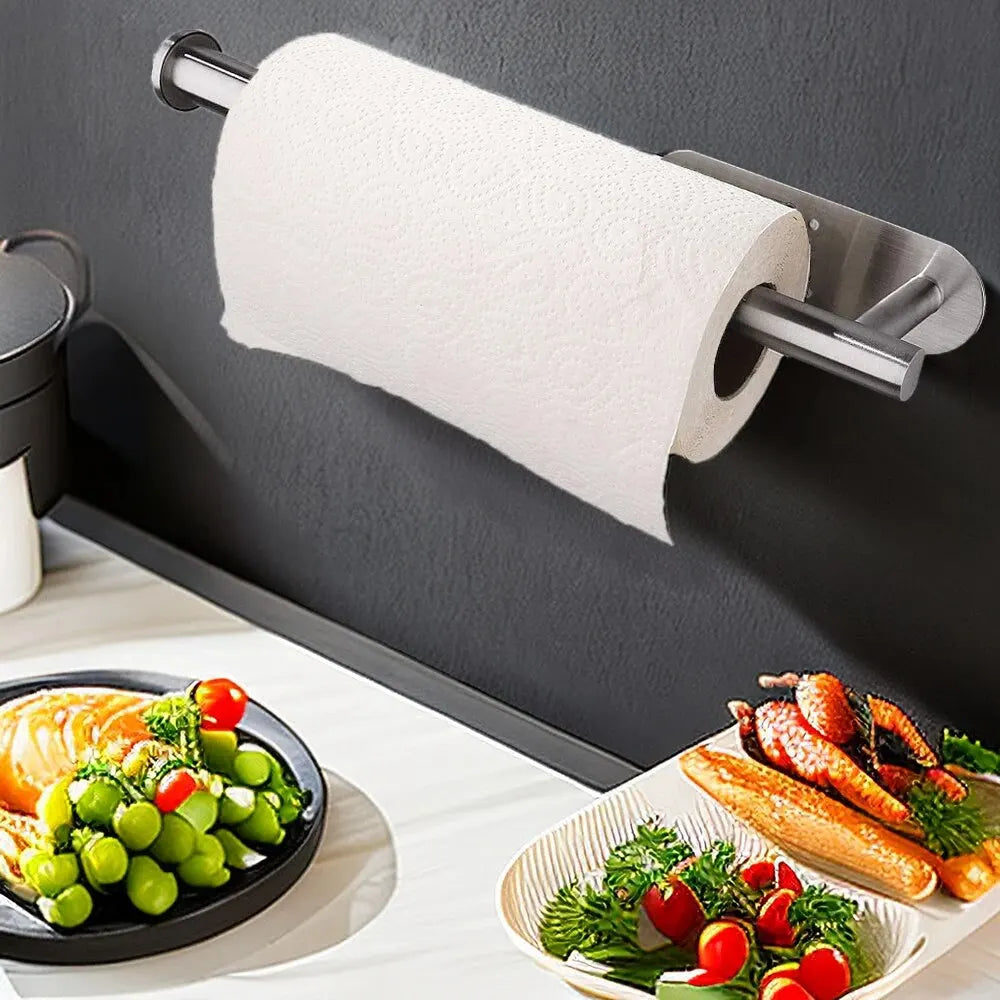 Kitchen Paper Towel Holder Adhesive Tissue Hanger Toilet Roll Paper