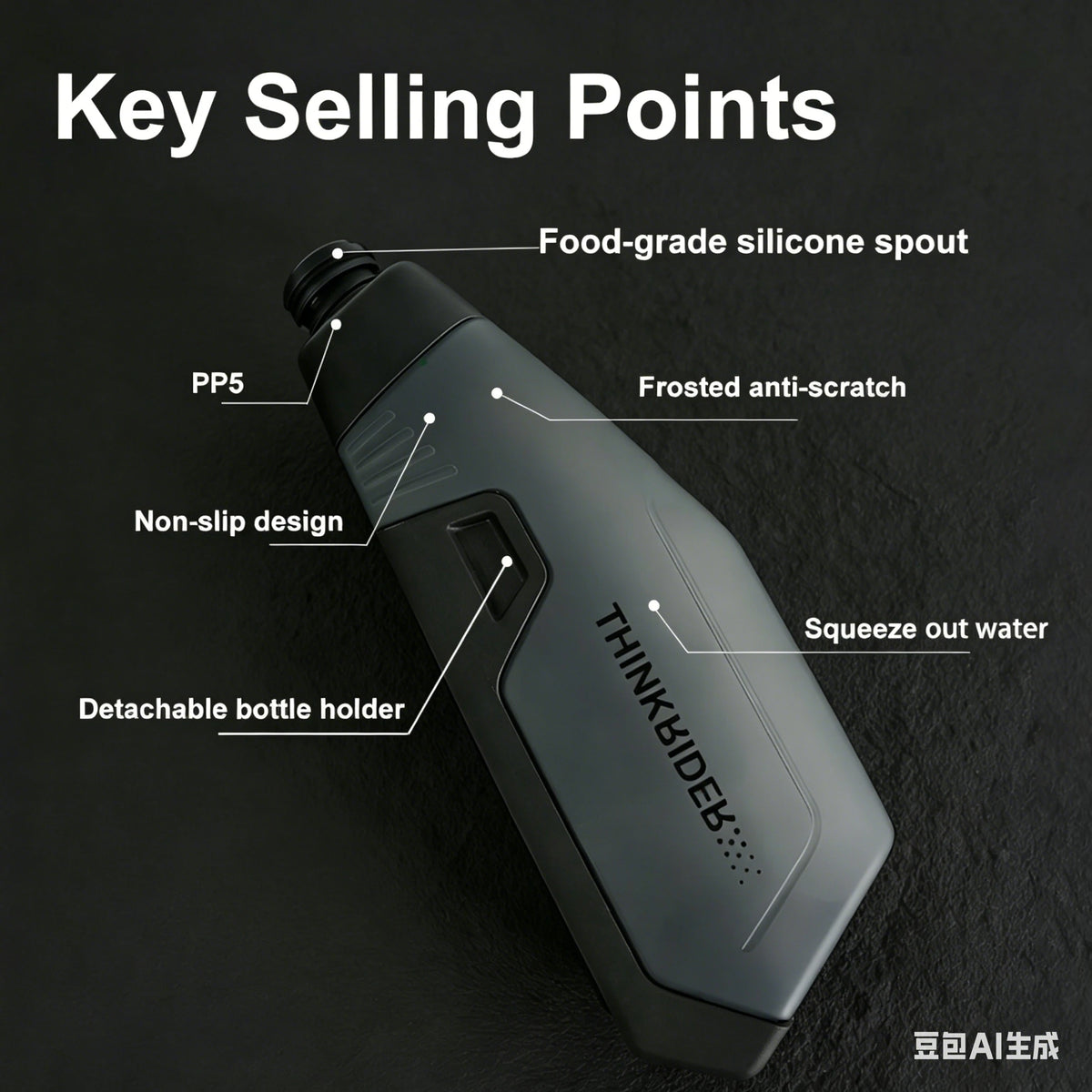 ThinkRider Bicycle 650ml Aerodynamic Water Bottle Bracket Set Bike