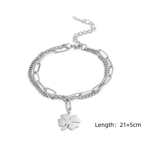 Skyrim Foot Chain of Women Men Silver Color Four-leaf Clover Stainless