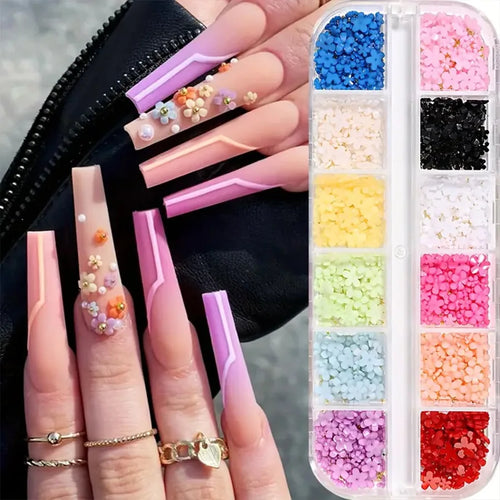 12Grids Mixed Mini Christmas Gems Nail Charms 2mm Luxury Crystal Nail