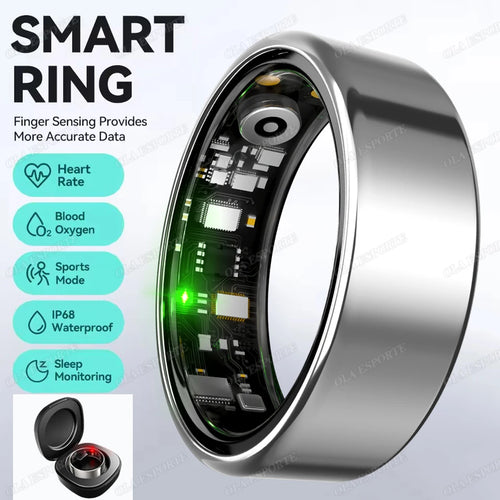 New R09 Smart Ring Men Women with Charging Case,Heart Rate Blood