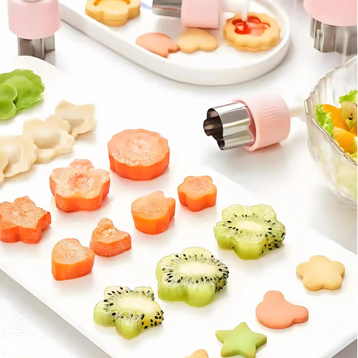 8 Pcs Fruit Vegetable Plunger Cutter Set Stainless Steel Shape Molds