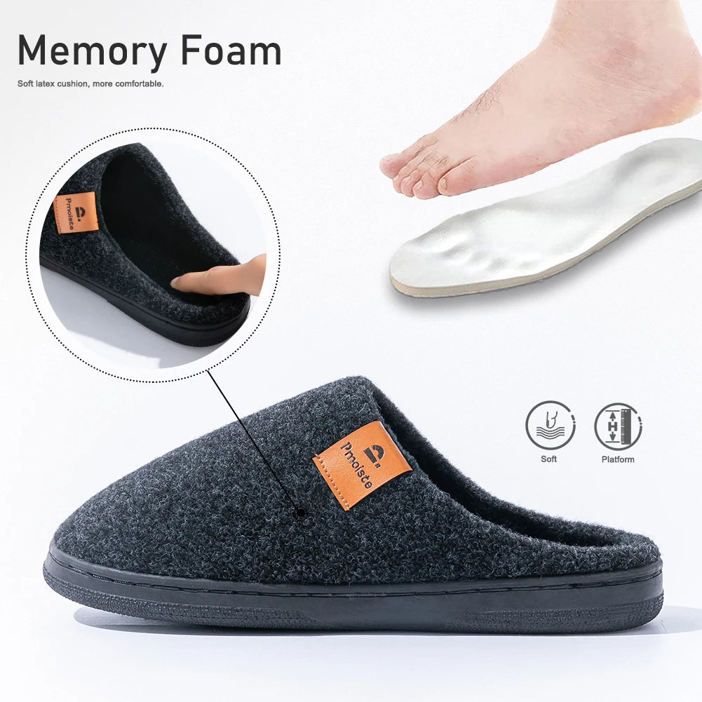Winter Men Felt Platform  House Slippers Ultra Warm Cushion   Cozy