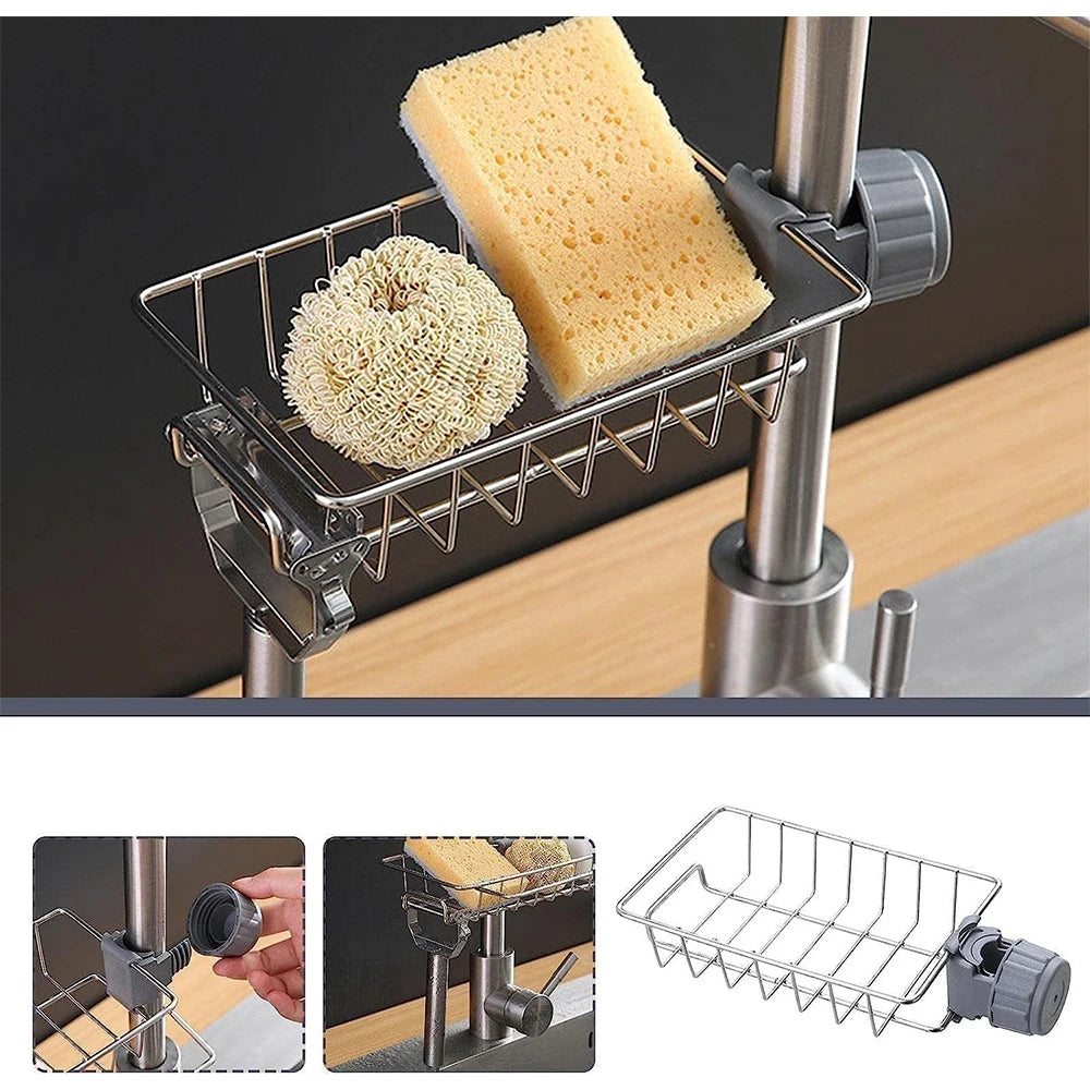 Kitchen Sink Drain Rack Sponge Storage Flexible Faucet Holder Soap