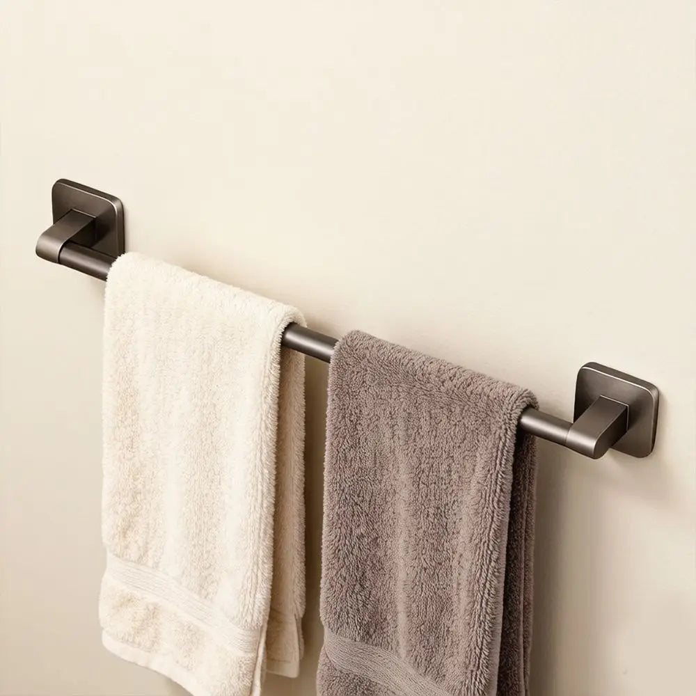 Homefish Black 50cm No Drill Wall Hanging Single Pole Towel Rack