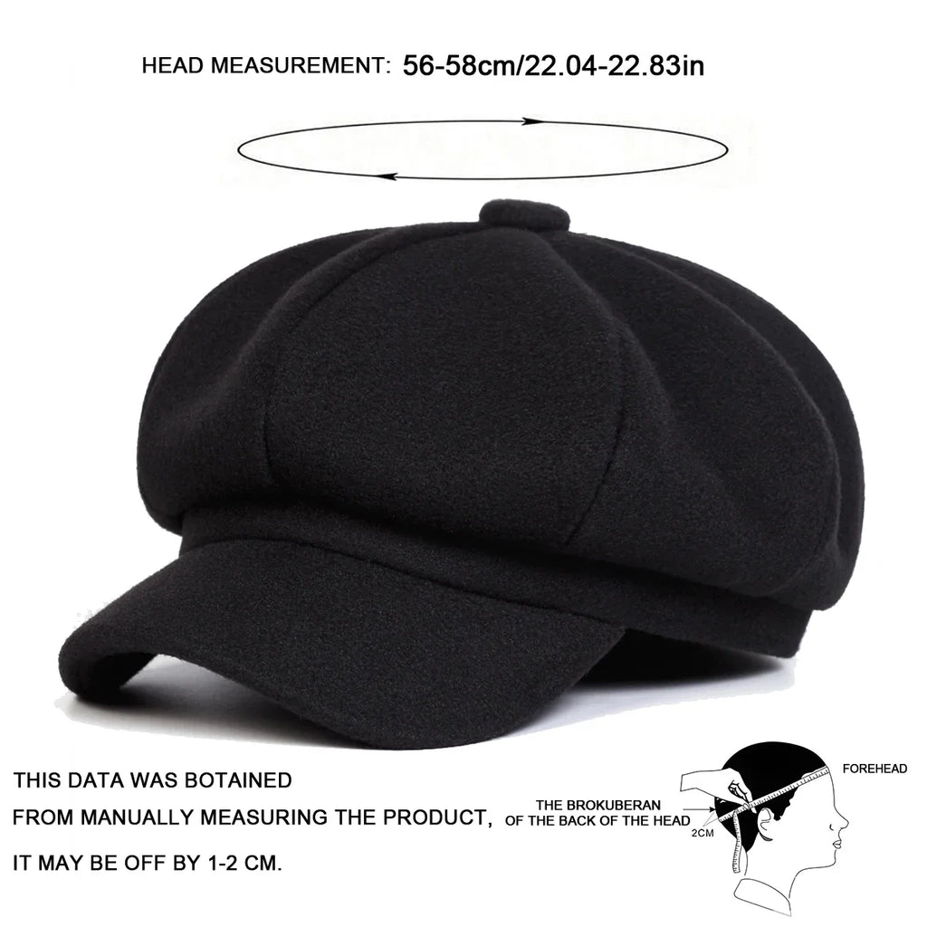 Woolen solid color beret fashion outdoor cotton hat autumn and winter