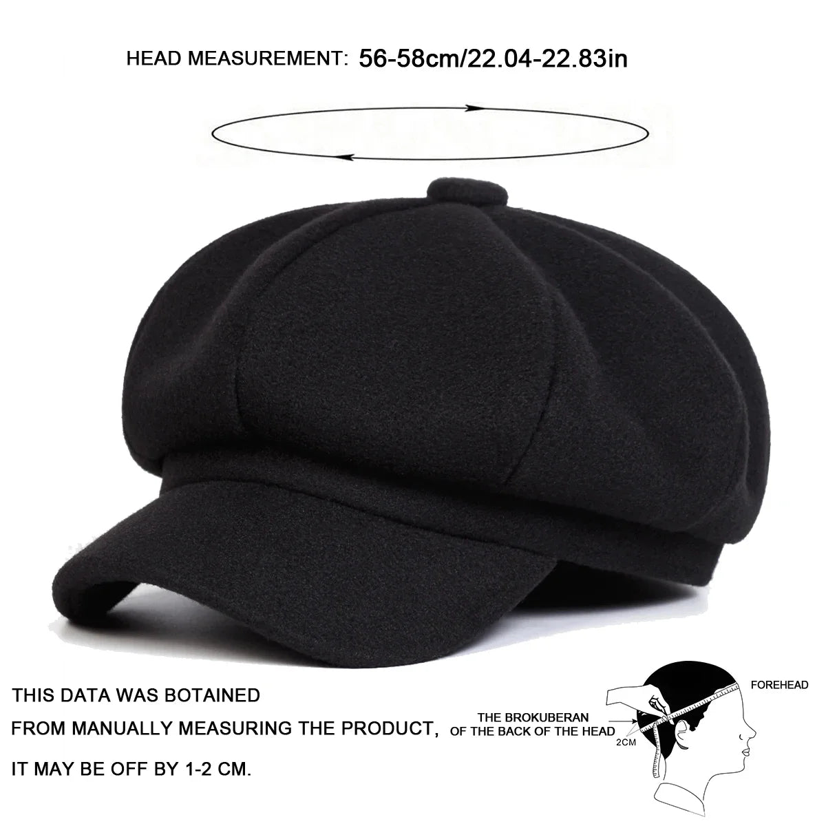 Woolen solid color beret fashion outdoor cotton hat autumn and winter
