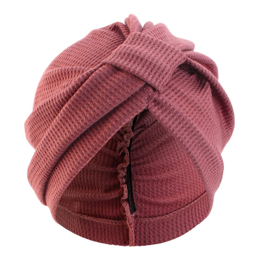 Women's headscarf hat breathable cotton thick waffle square headscarf