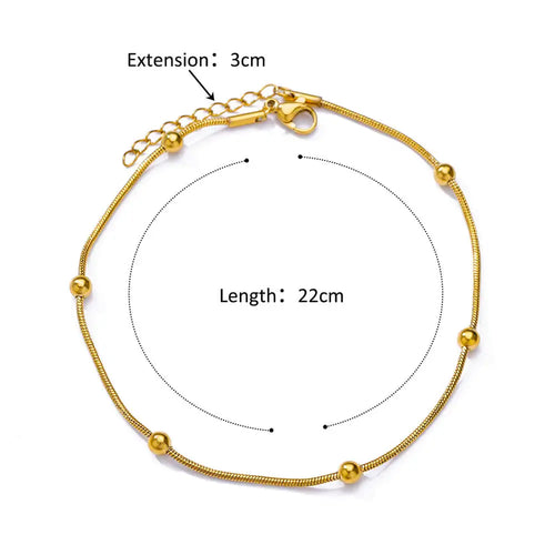 Vintage Anklets for Women Stainless Steel Beads Chain Anklet Leg