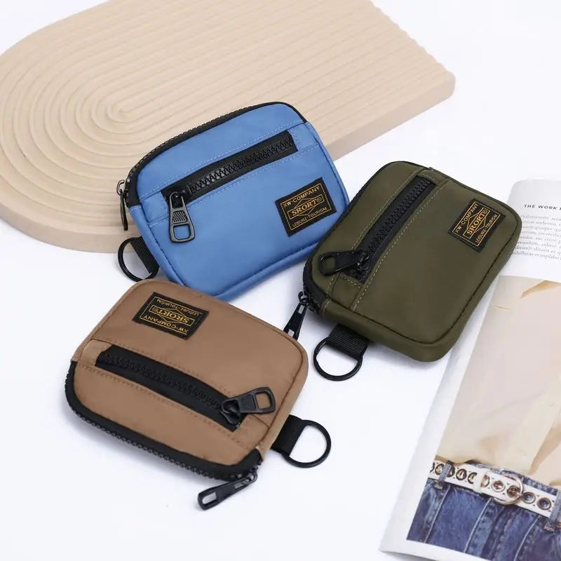 Casual Men's Coin Purse Canvas Zipper Short Wallet Retro Key Holder