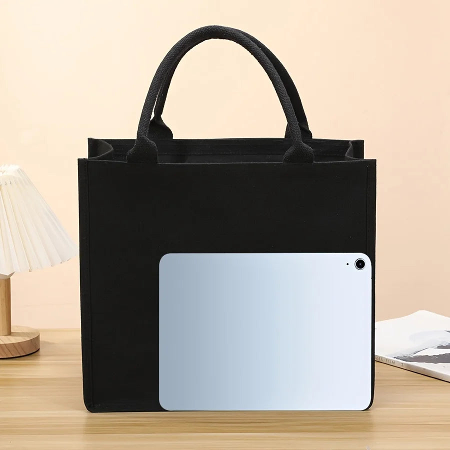 Leisure thickened handheld canvas tote bag black three-dimensional men