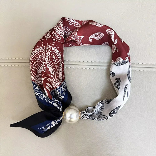Elegant Pearl Tail Magnetic Clasp Scarf Summer New Versatile