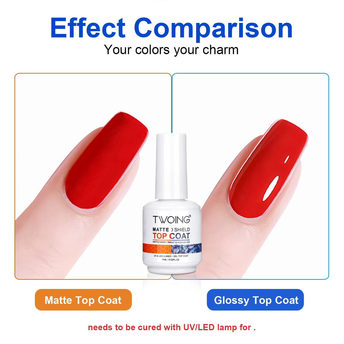 TWOING 15ml New Super Shine Top Coat Gel Nail Polish Diamond Topcoat