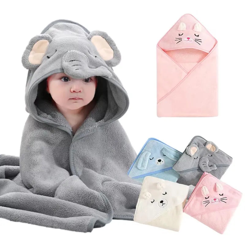 Cartoon Baby Bath Towels Soft Newborn Hooded Towel Blanket Cute