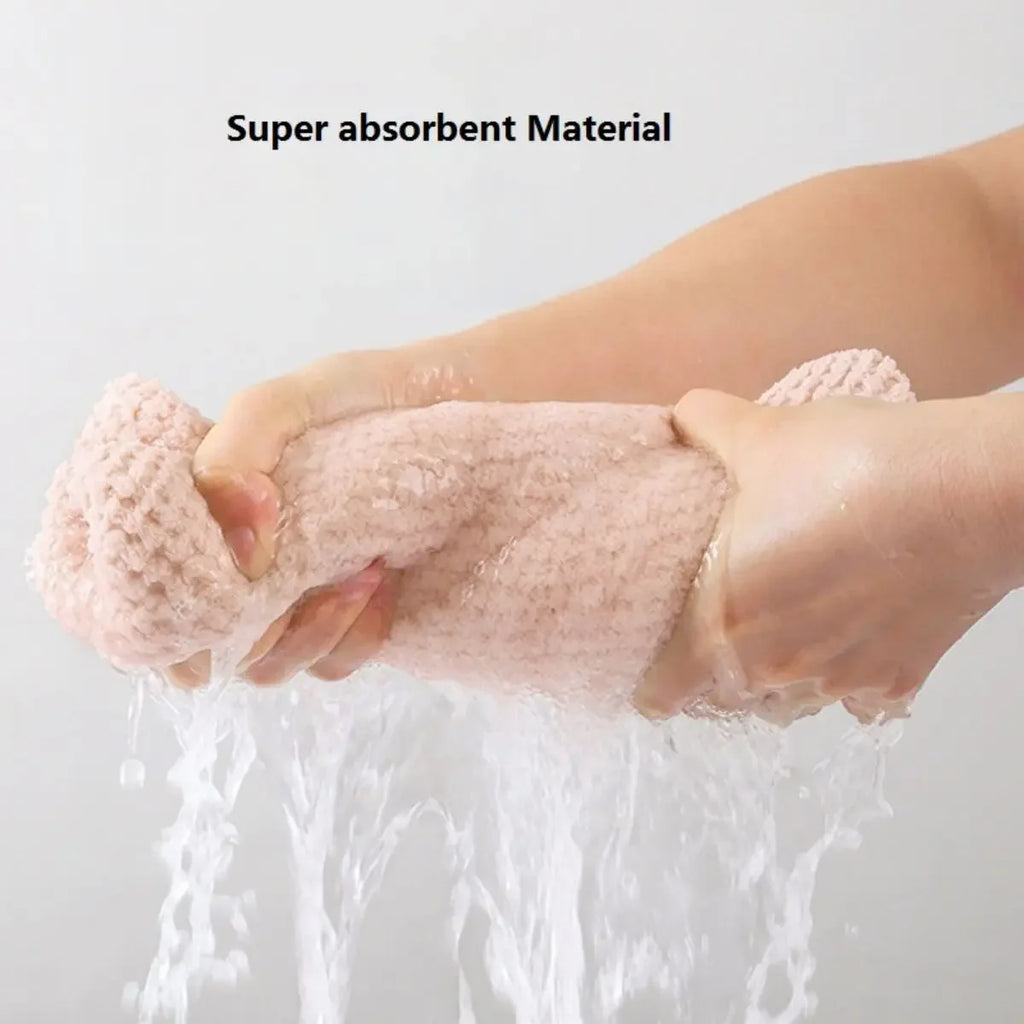Solid Color Hair Towel Textured Dry Hair Cap 9.8 x 25.5 Inch Absorbent