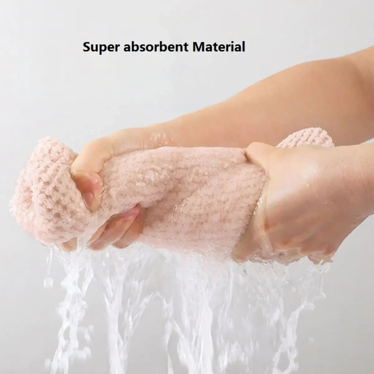 Solid Color Hair Towel Textured Dry Hair Cap 9.8 x 25.5 Inch Absorbent