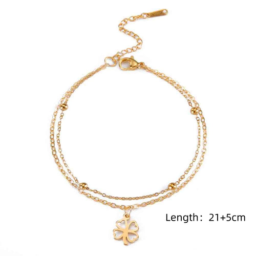 Skyrim Foot Chain of Women Men Silver Color Four-leaf Clover Stainless
