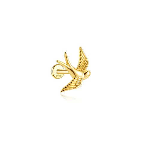 AIDE 1PC 925 Sterling Silver Lucky Red Koi Piercing Earring For Women