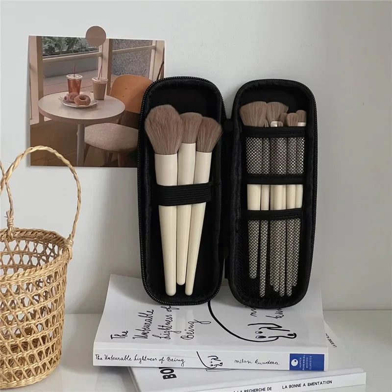 Black Cosmetic Storage Bags Waterproof Double Zipper Makeup Brushes