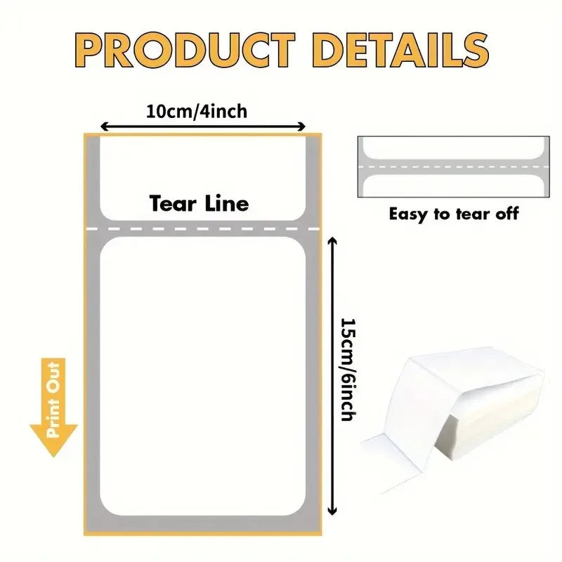 4x6 Inch Direct Thermal Labels 500 Labels Per Stacked Strong Adhesive