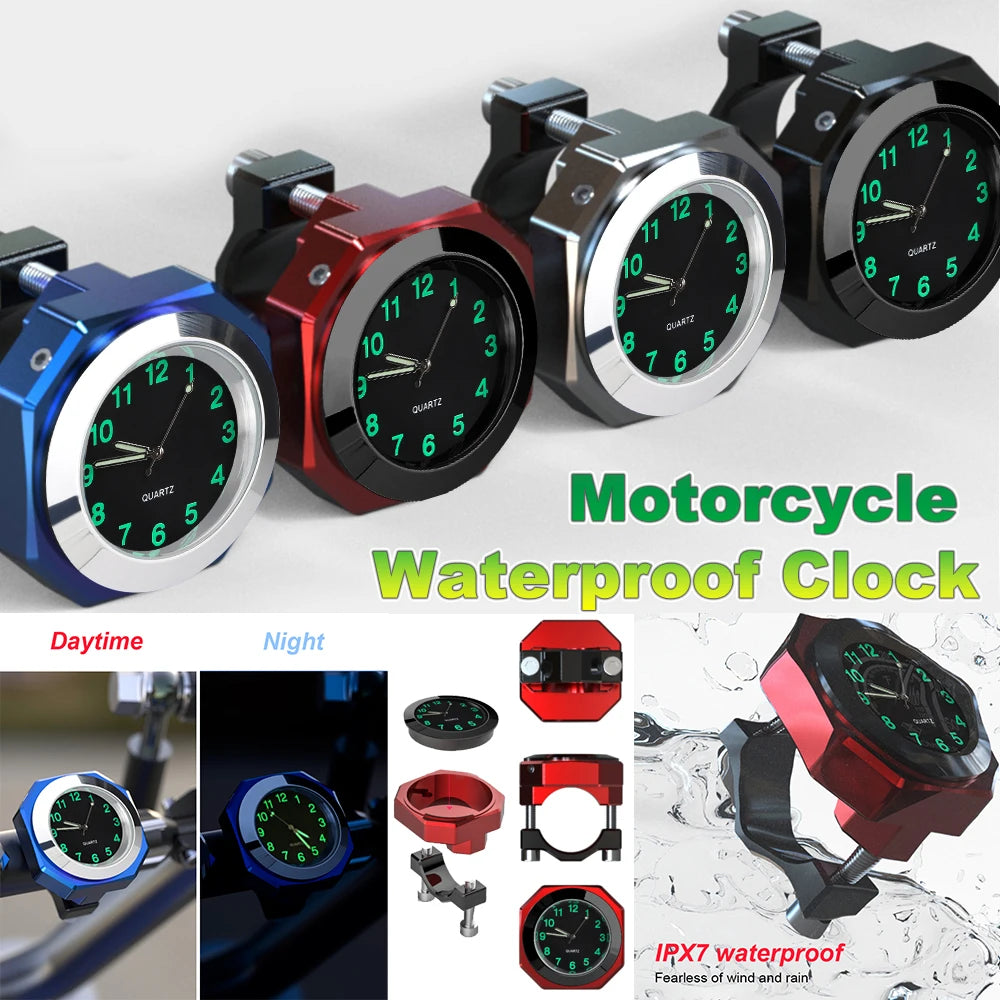Universal 22-28mm Waterproof Motorcycle Bike Handlebar Clock Mount