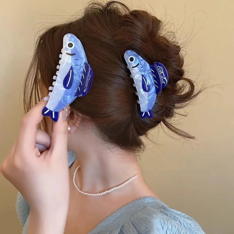 Creative Ocean Sardine Hair Clip Cute Shark Texture Ponytail