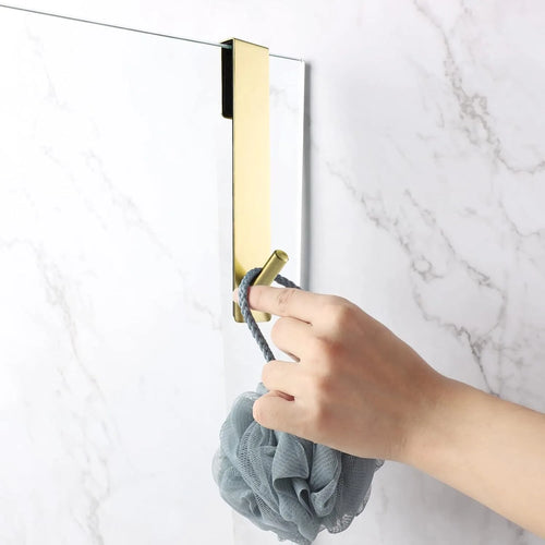 1-2pcs Stainless Steel Non Perforated Glass Door Hook, Portable
