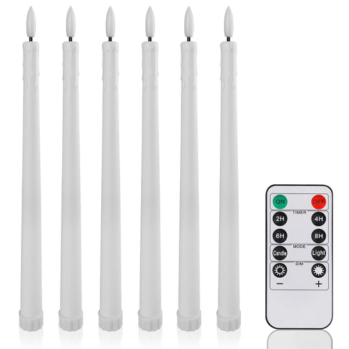 LED Flameless Taper Candles Flickering with 10-Key Remote 11" Battery