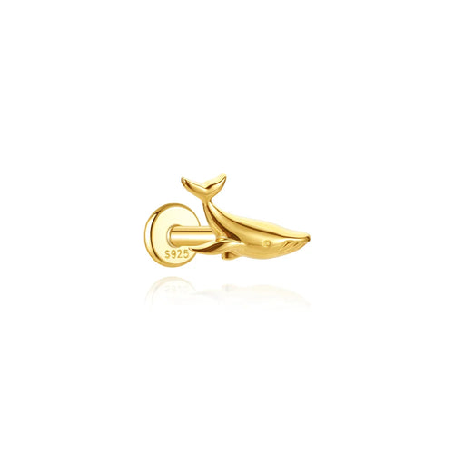 AIDE 1PC 925 Sterling Silver Lucky Red Koi Piercing Earring For Women