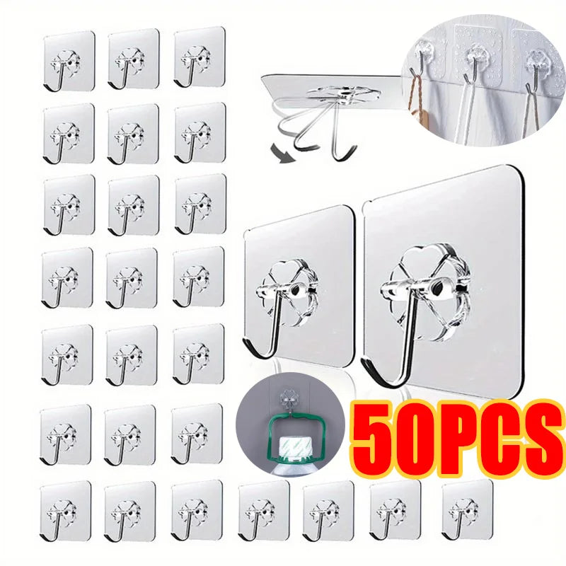 Transparent Strong Self-Adhesive Wall Hook Coat Key Rack Holder