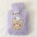 Cartoon Plush Rabbit Bear Hot Water Bottle Water Filling Velvet Small