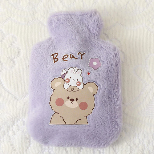 Cartoon Plush Rabbit Bear Hot Water Bottle Water Filling Velvet Small