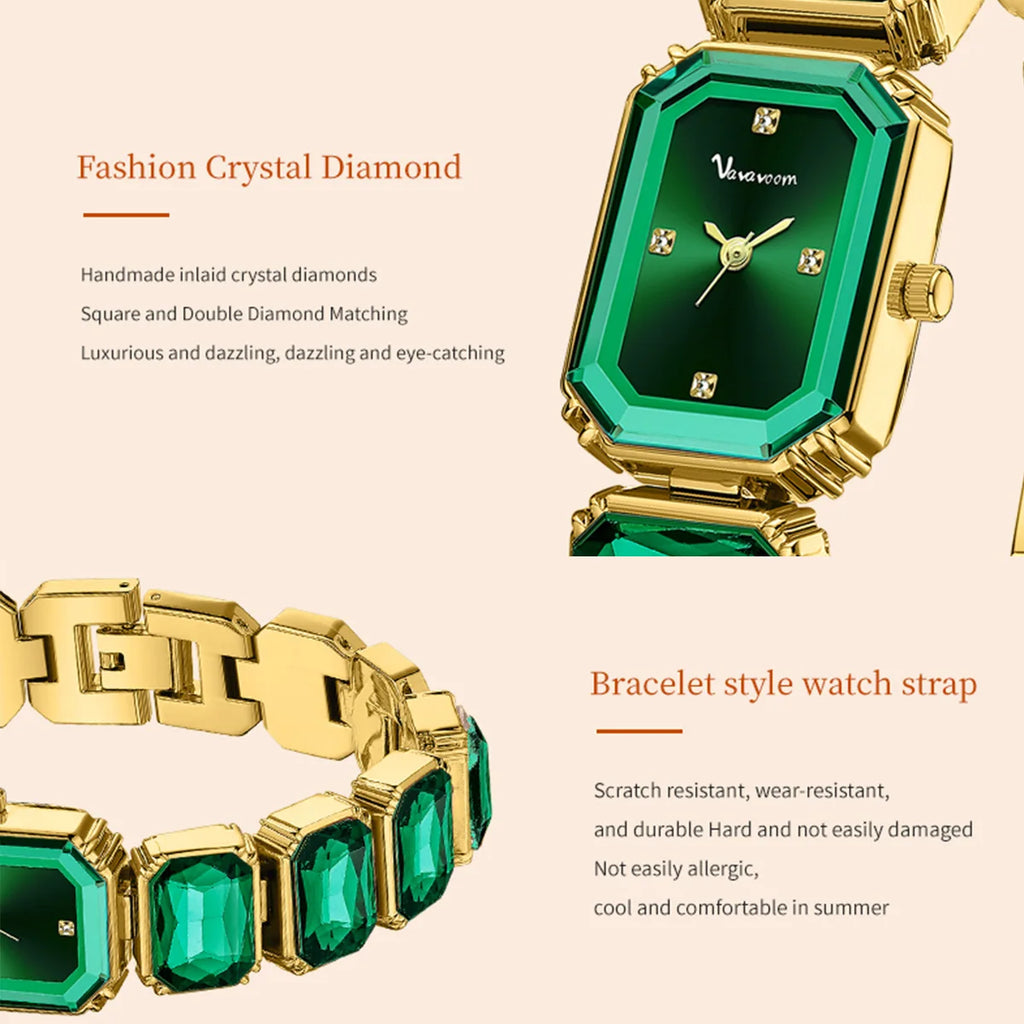VA VA VOOM Luxury Diamond Women Bracelet Watch Fashion Rose Gold