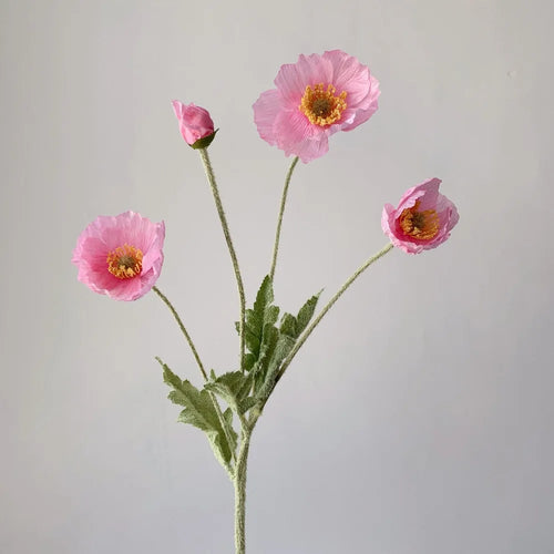 Artificial Flowers Fake Poppy Silk Flowers Long Stem Housewarming
