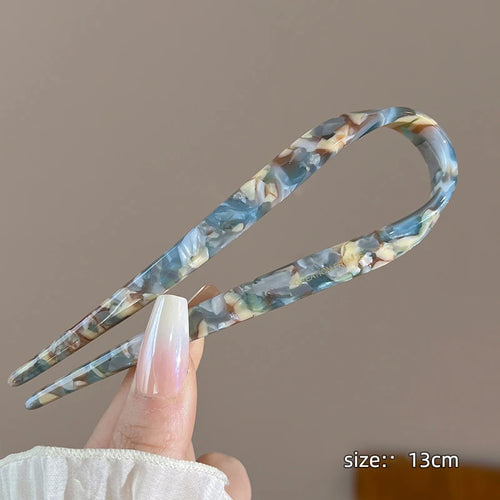 U-Shaped Hair Sticks Acetate Acrylic Hair Fork Hair Clips Fashion Bow